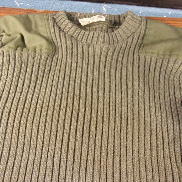 sz40 US MARINE CORPS USMC GREEN KNIT SWEATER SERVICE WOOL OLIVE GREEN SI 718 - Picture 12 of 12